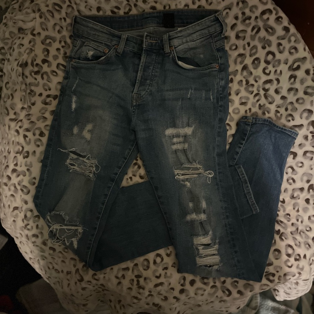 American Eagle hi-rise ripped Distressed Blue Jeans sz4